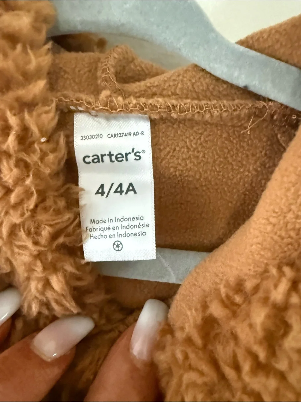 Carters NWT Kids Plush Hooded Pullover Hoodie Brown size 4T